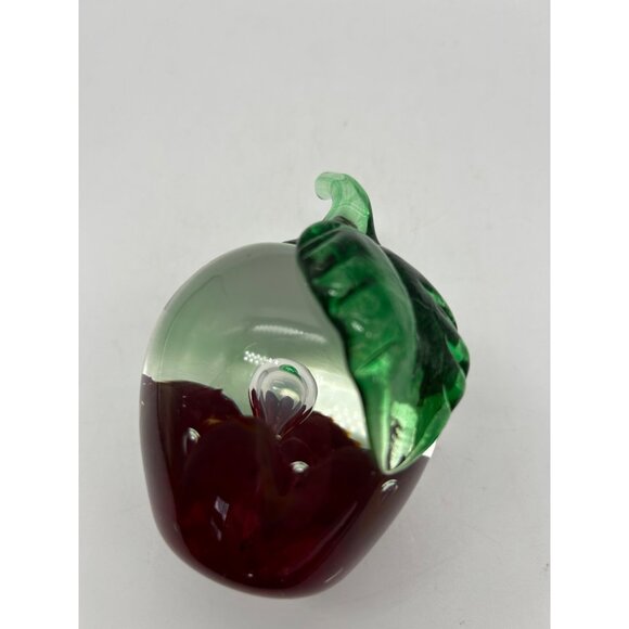 Vintage St. Clair Art Glass Apple Paperweight Fruit Paperweight Signed 4" Great - Picture 4 of 7